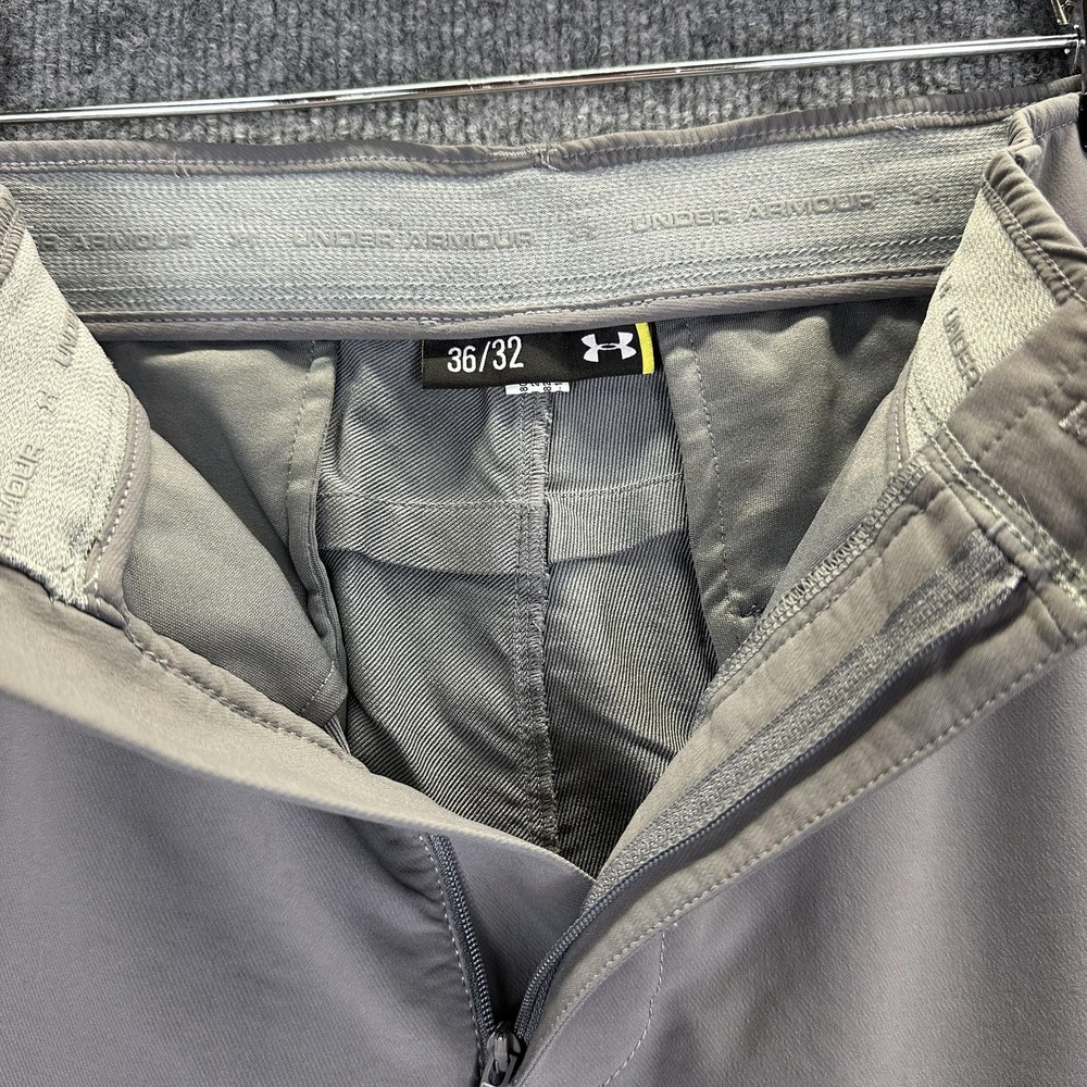 Under Armour Pants Mens 34x32 Gray Chino Elastic Waist Golf Casual Stretch - Picture 12 of 14